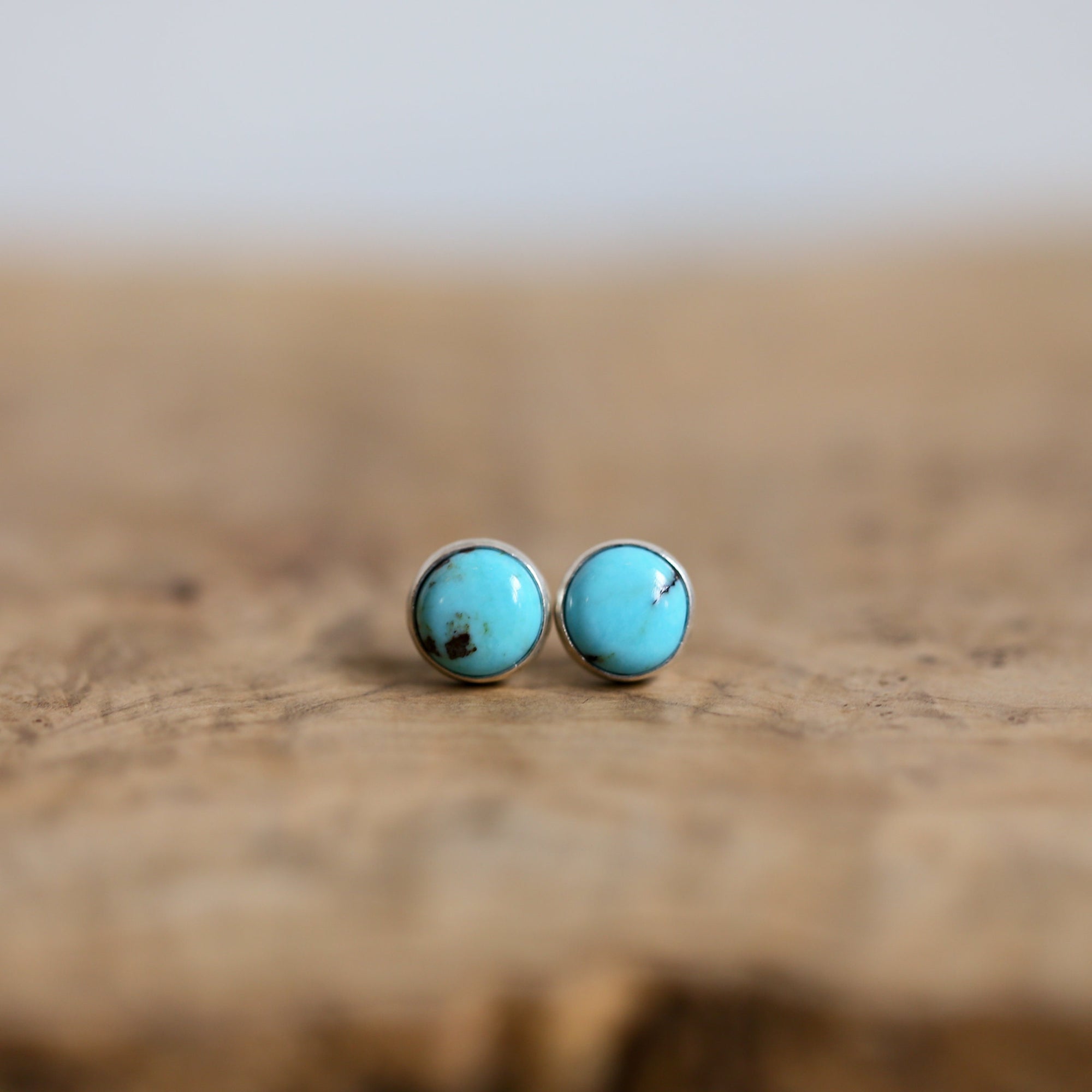 Ready to Ship - Soft Blue Turquoise Posts - American Turquoise Earrings - 8mm Turquoise Studs