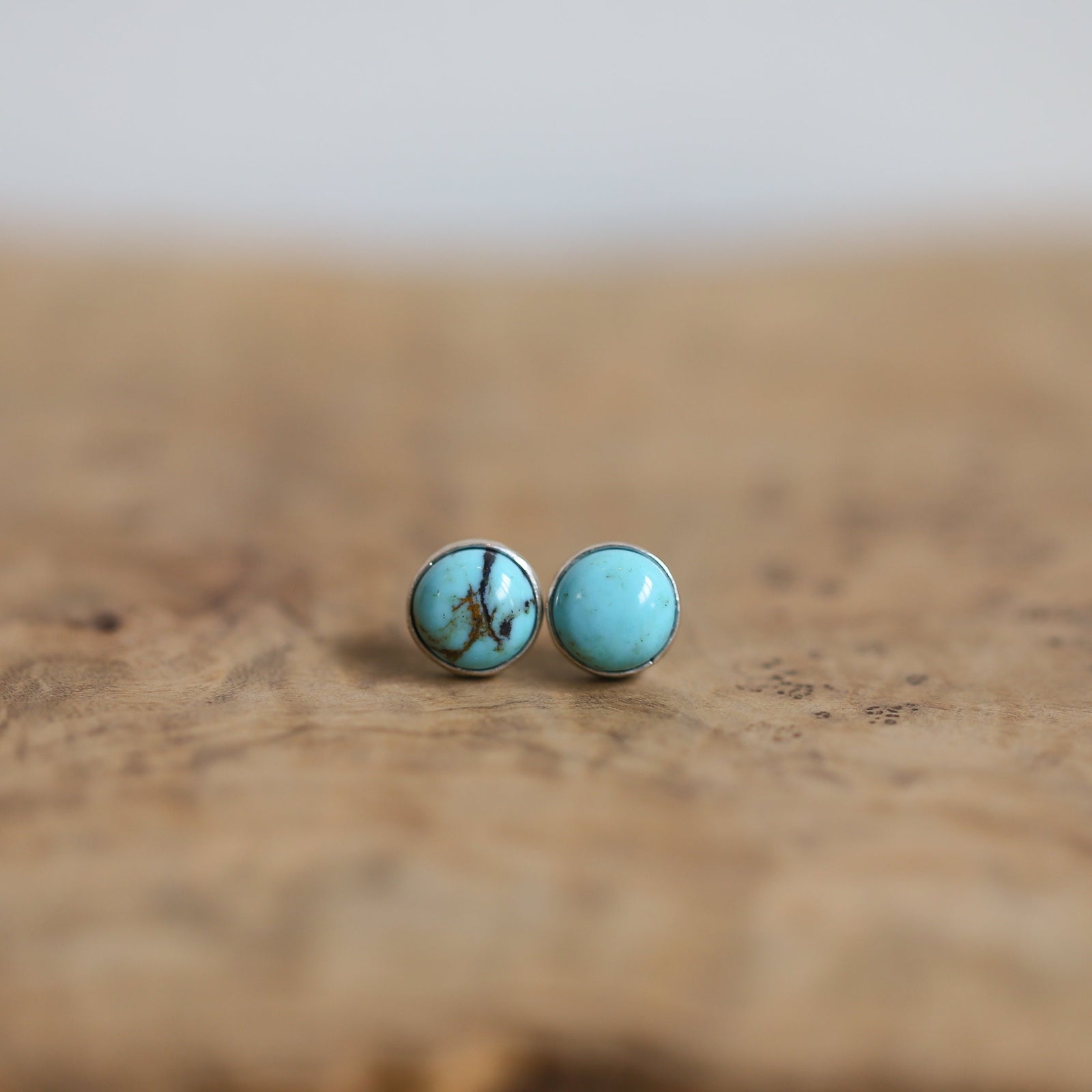 Ready to Ship - Soft Blue Turquoise Posts - American Turquoise Earrings - 8mm Turquoise Studs