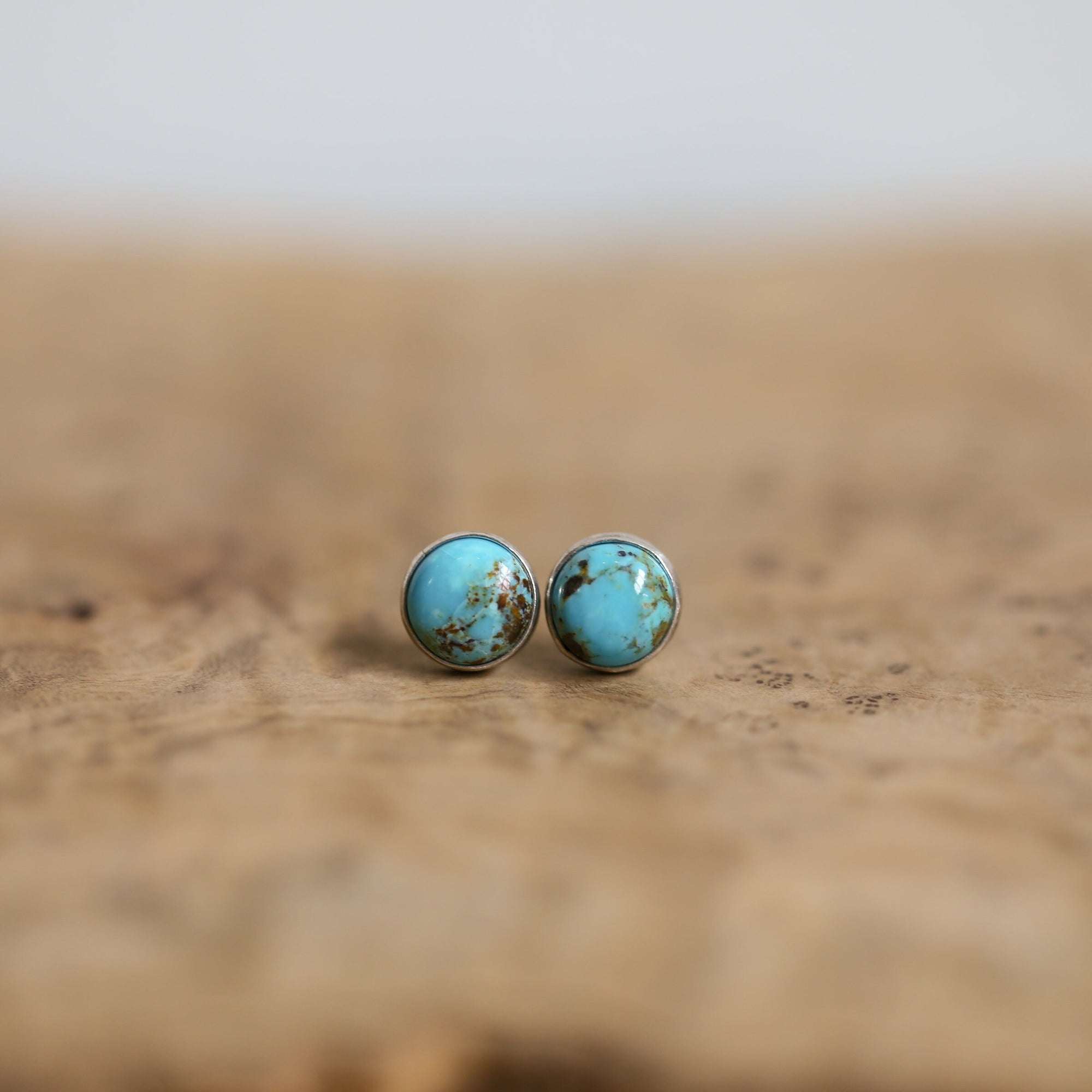 Ready to Ship - Soft Blue Turquoise Posts - American Turquoise Earrings - 8mm Turquoise Studs