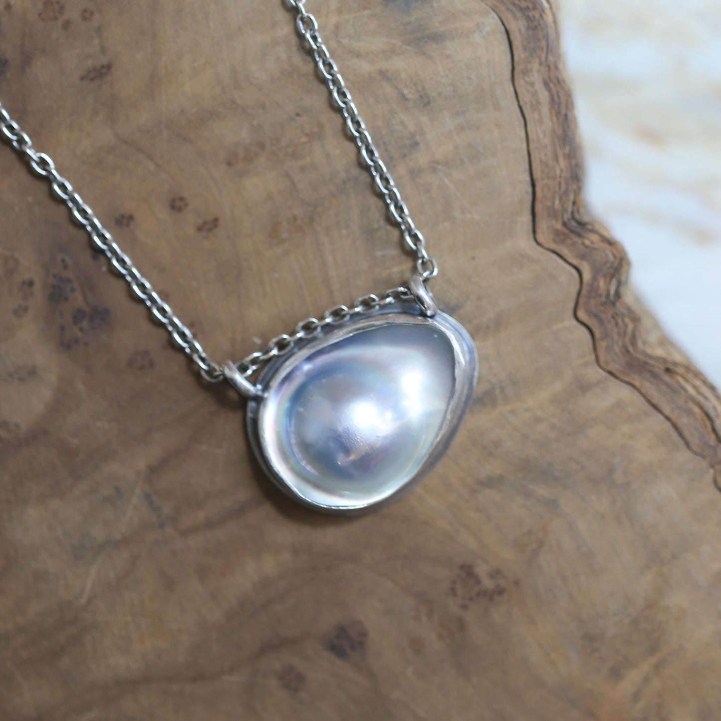 Deep Sea Necklace - Blister Pearl Pendant - .925 Sterling Silver