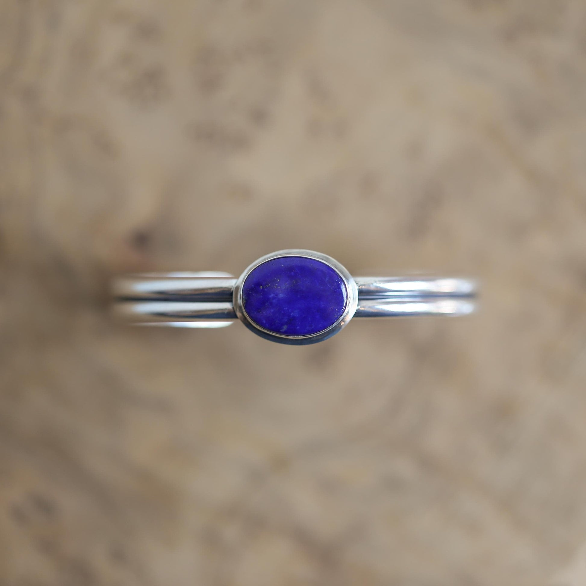 Sterling Silver Lapis Lazuli Cuff Bracelet – Handmade Gemstone Bangle