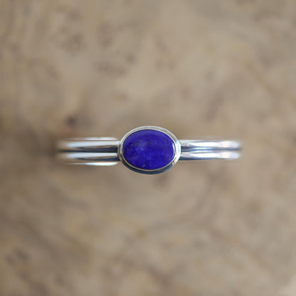 Sterling Silver Lapis Lazuli Cuff Bracelet – Handmade Gemstone Bangle