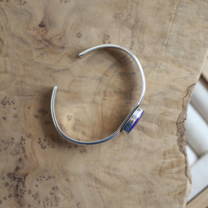 Sterling Silver Lapis Lazuli Cuff Bracelet – Handmade Gemstone Bangle