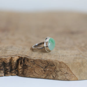 Green Jade Ring - East West Burma Jade - Sterling Silver