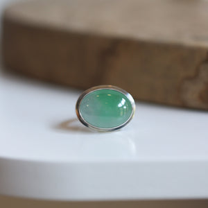 Green Jade Ring - East West Burma Jade - Sterling Silver