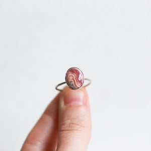 14K White Gold Rhodochrosite Ring - White Gold Ring