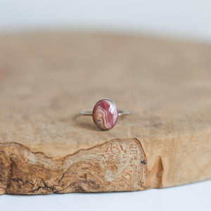 14K White Gold Rhodochrosite Ring - White Gold Ring