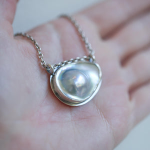 Deep Sea Hanging Rock - Blister Pearl Necklace - Blister Pearl Pendant - .925 Sterling Silver