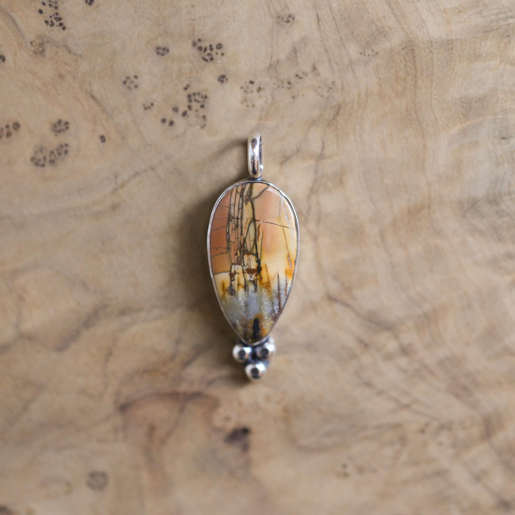 Red Creek Jasper Pendant -Sweetheart Necklace - Ready to Ship -Silversmith