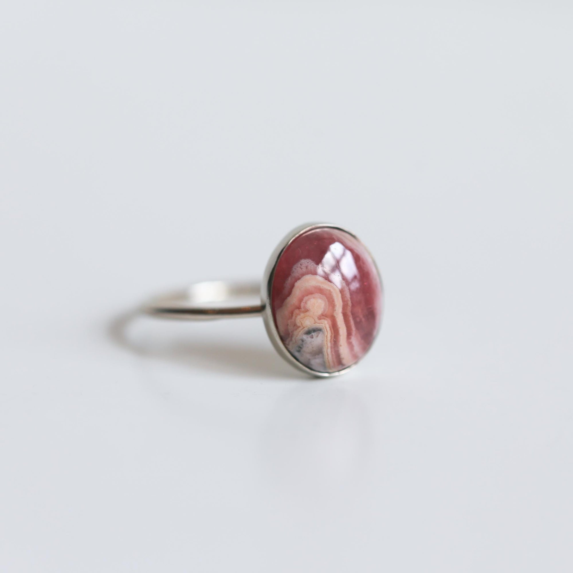 14K White Gold Rhodochrosite Ring - Gold Rhodochrosite Ring - White Gold Ring - OOAK