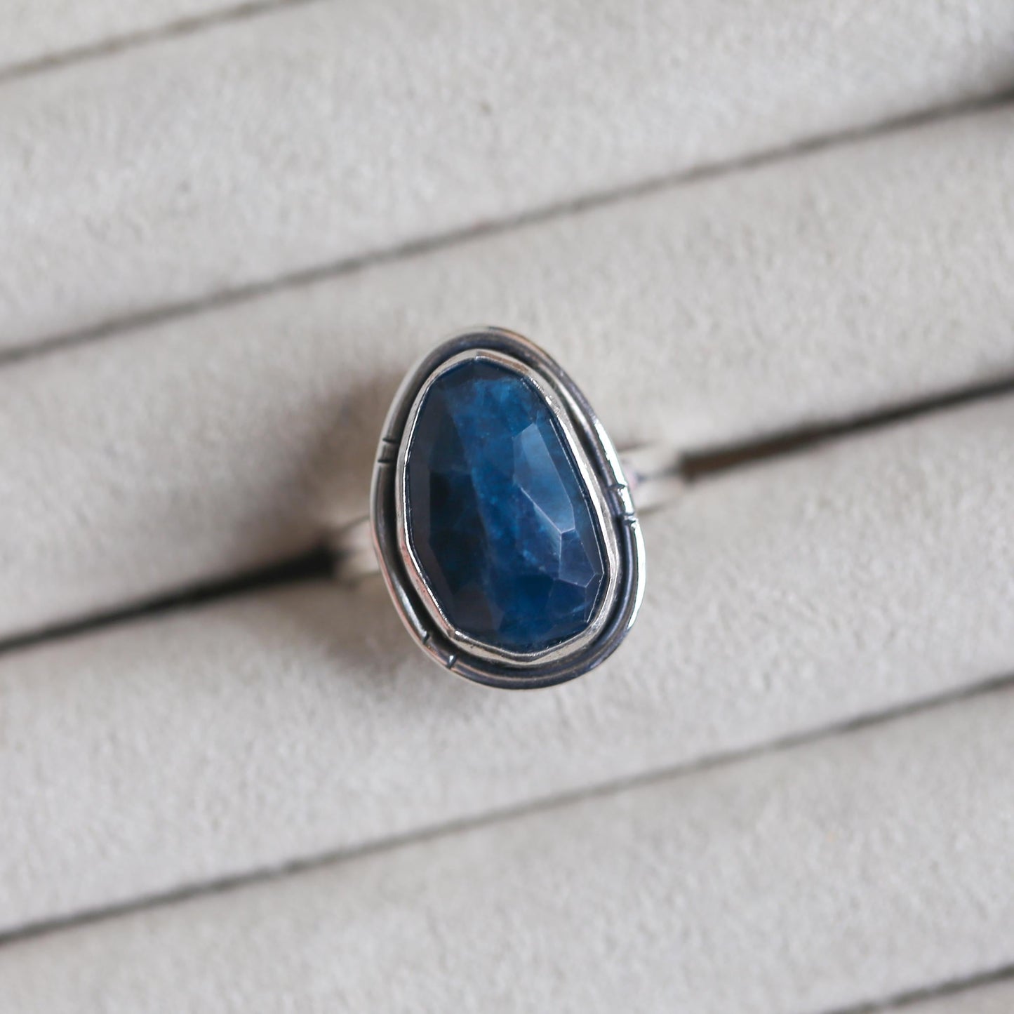 Chunky Apatite Sterling Silver Ring – Custom Handmade Boho Silversmith Jewelry