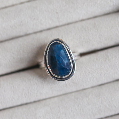 Chunky Apatite Sterling Silver Ring – Custom Handmade Boho Silversmith Jewelry