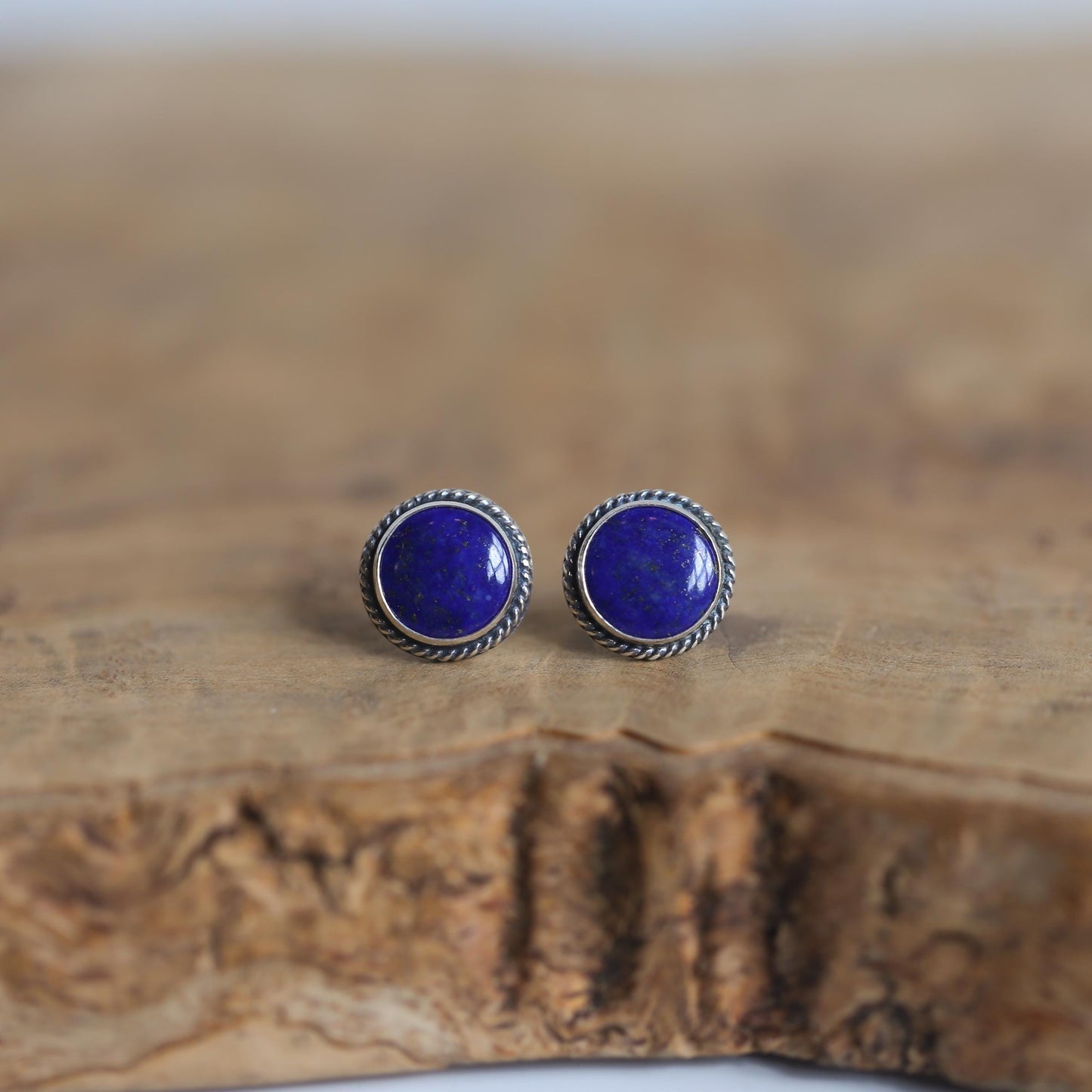 Lapis Lazuli Sterling Silver Stud Earrings – Traditional Stone Posts