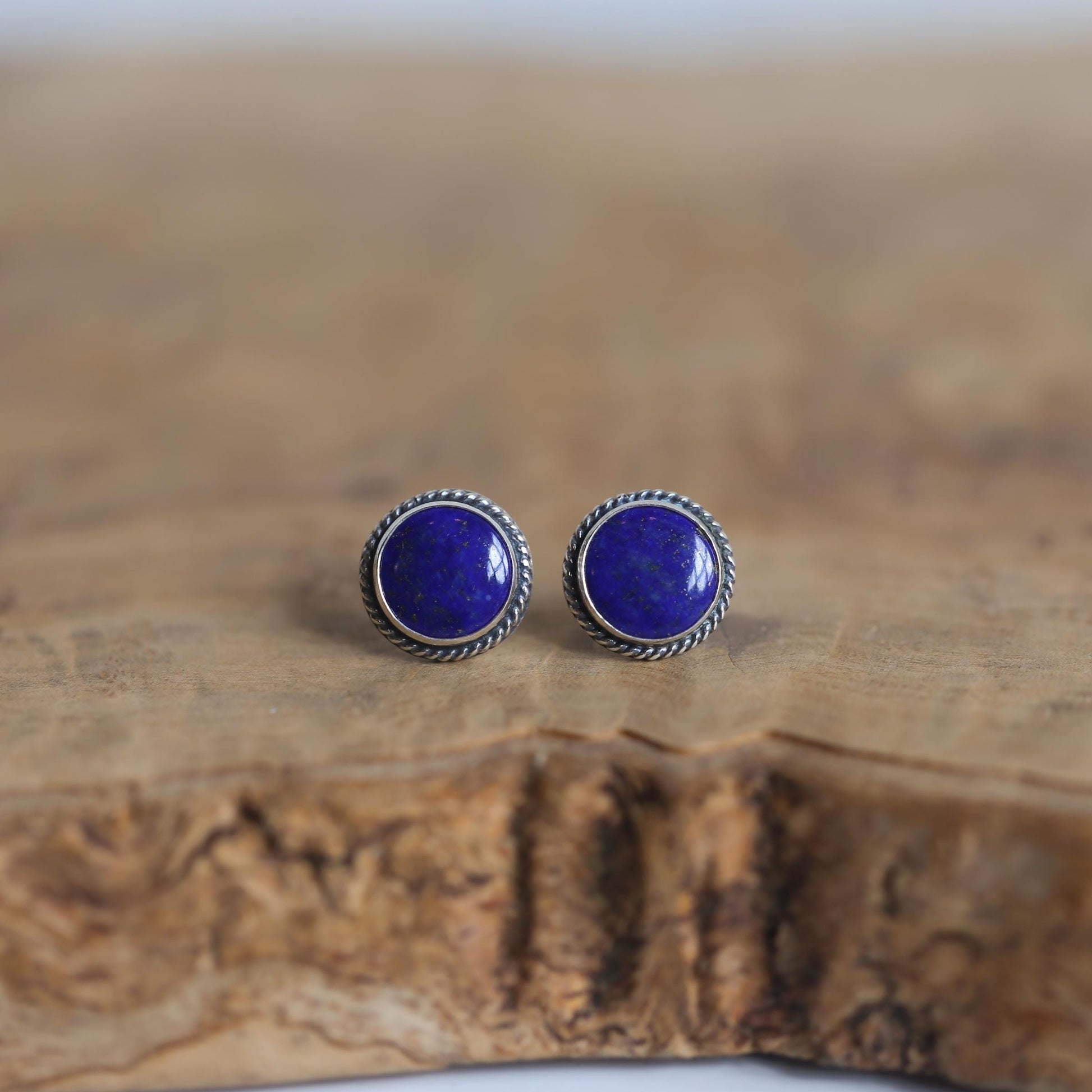 Lapis Lazuli Sterling Silver Stud Earrings – Traditional Stone Posts