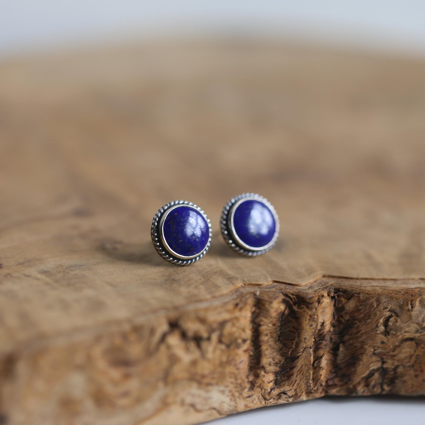Lapis Lazuli Sterling Silver Stud Earrings – Traditional Stone Posts