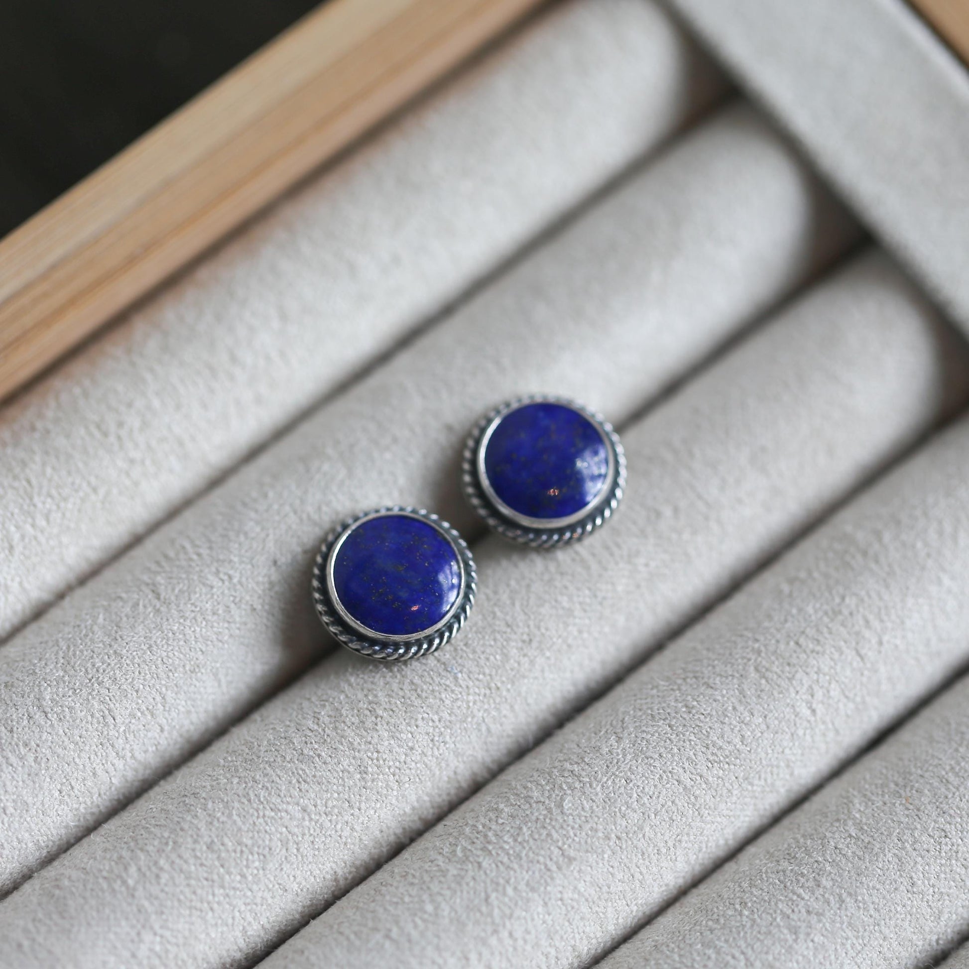 Lapis Lazuli Sterling Silver Stud Earrings – Traditional Stone Posts