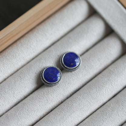 Lapis Lazuli Sterling Silver Stud Earrings – Traditional Stone Posts