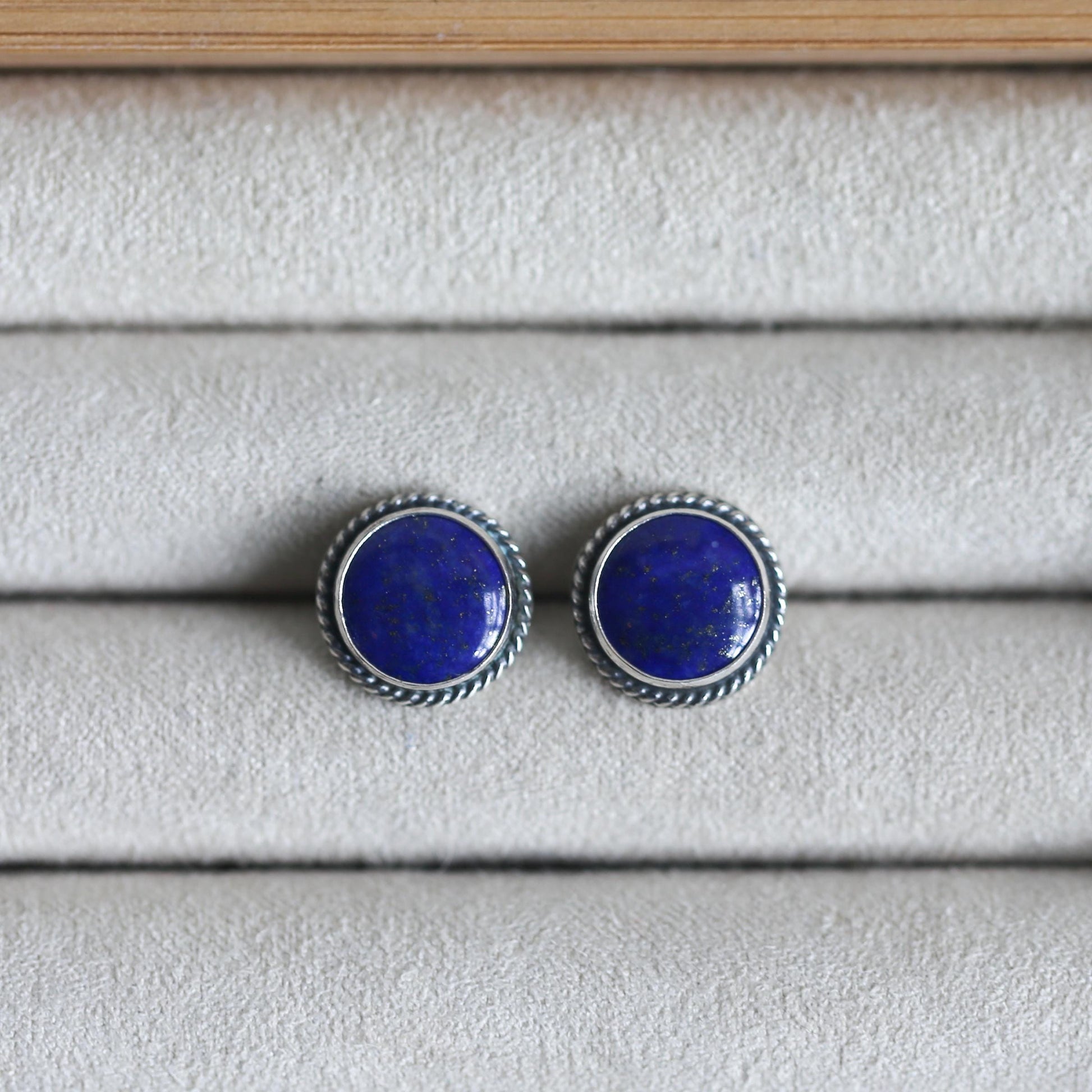 Lapis Lazuli Sterling Silver Stud Earrings – Traditional Stone Posts