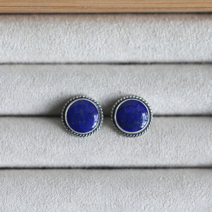 Lapis Lazuli Sterling Silver Stud Earrings – Traditional Stone Posts