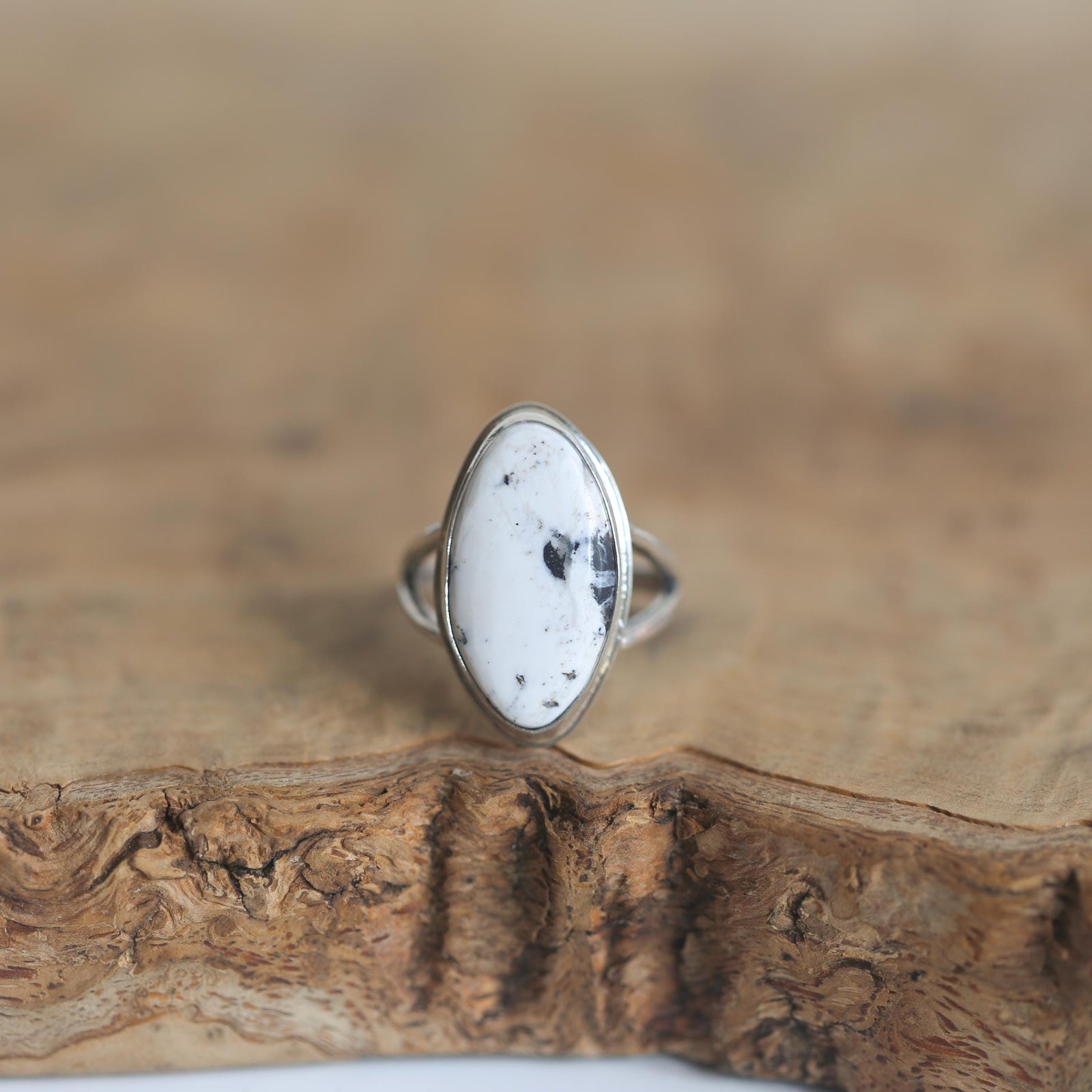 Custom White Buffalo Ring - Choose Your Stone Ring - Silversmith Ring
