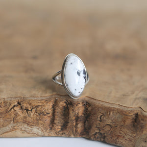 White Buffalo Ring - Size 7.5 - Sterling Silver - Ready to Ship - Silversmith Ring - OOAK