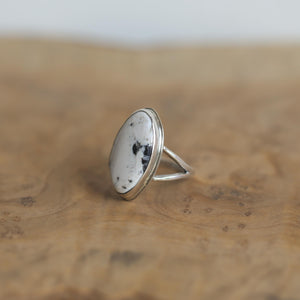 White Buffalo Ring - Size 7.5 - Sterling Silver - Ready to Ship - Silversmith Ring - OOAK