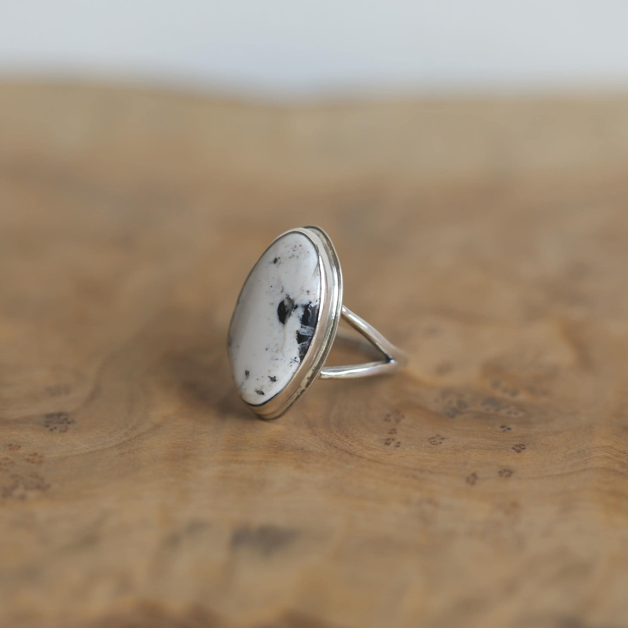 Custom White Buffalo Ring - Choose Your Stone Ring - Silversmith Ring
