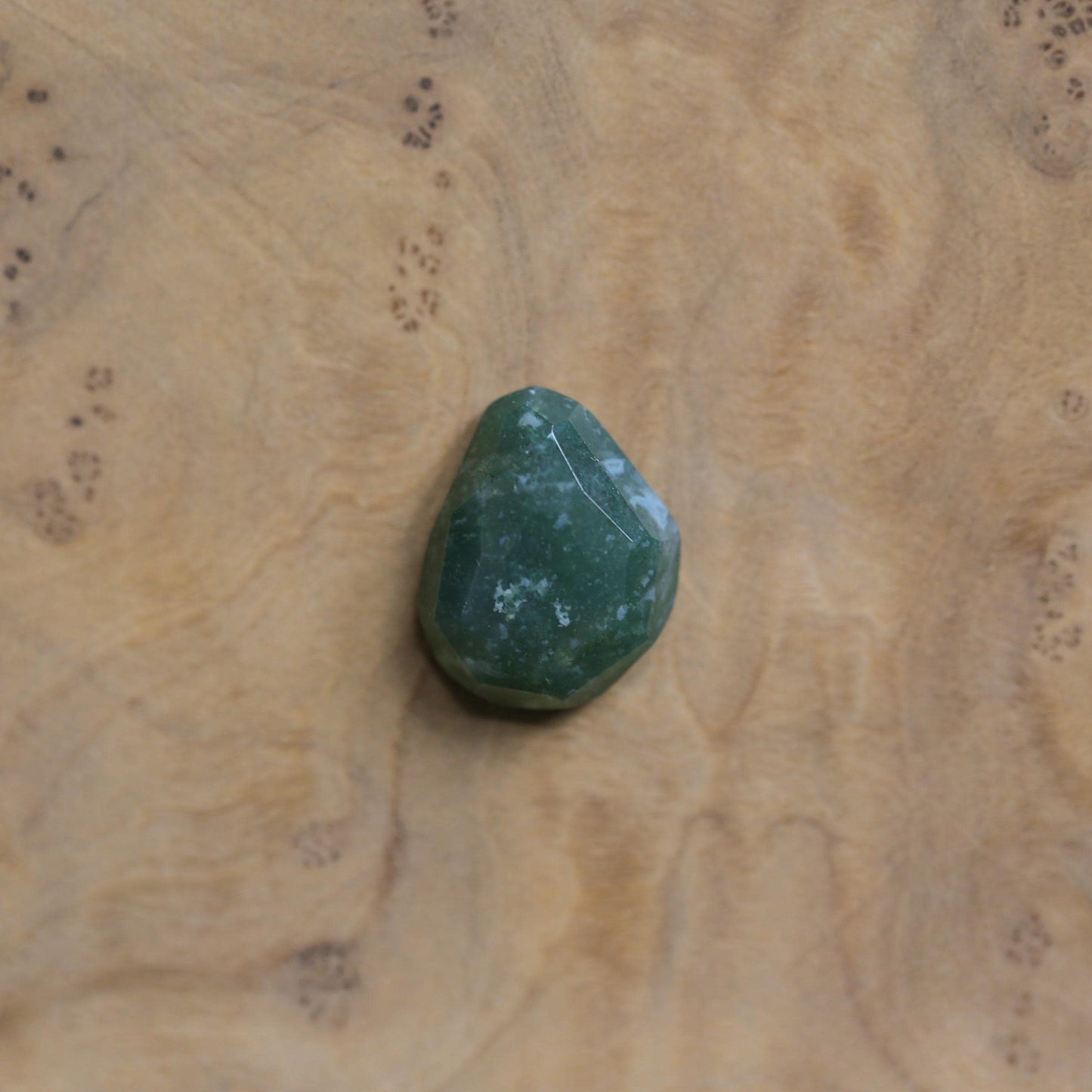 Rustic Sterling Silver Moss Agate Pendant – Rose Cut Stone
