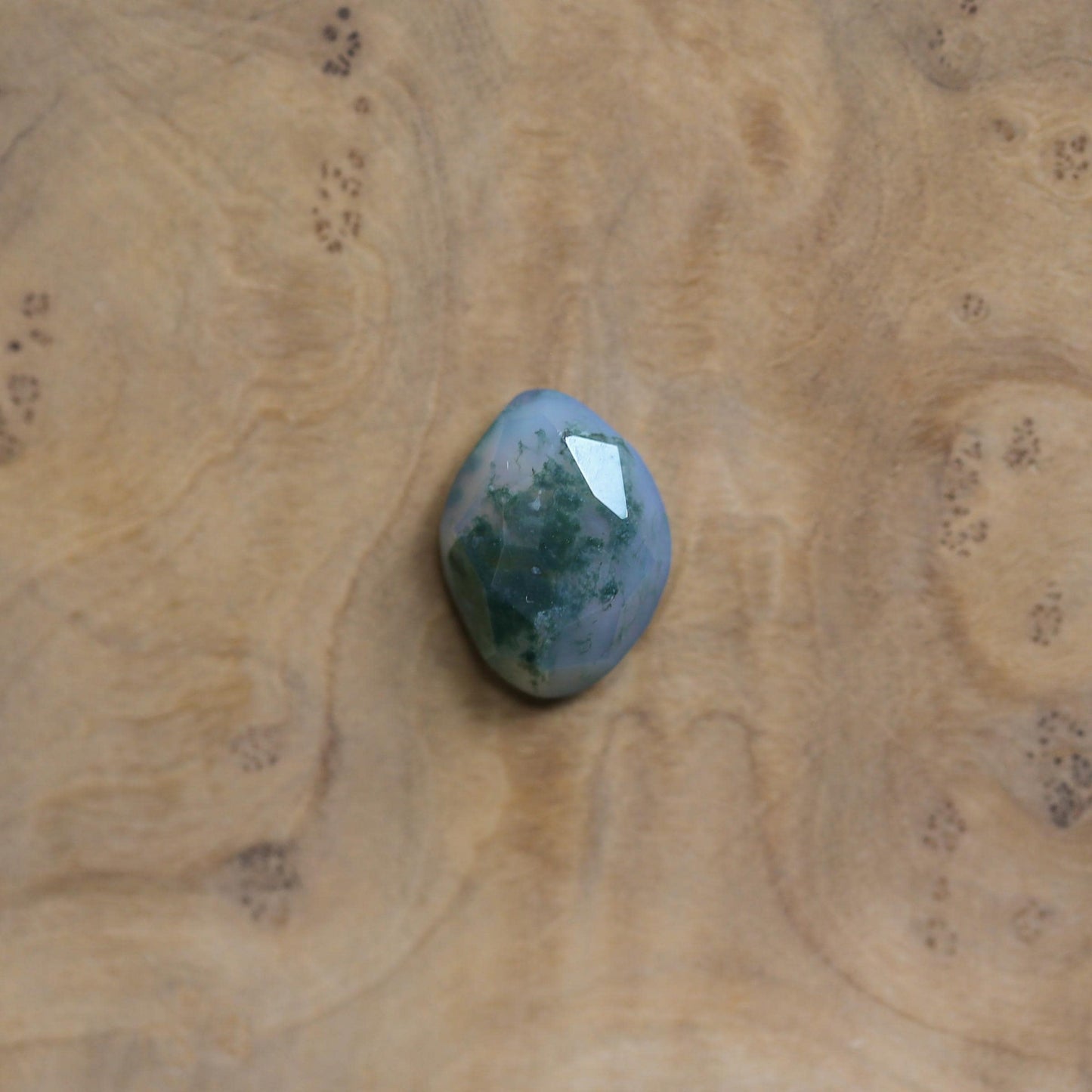 Rustic Sterling Silver Moss Agate Pendant – Rose Cut Stone