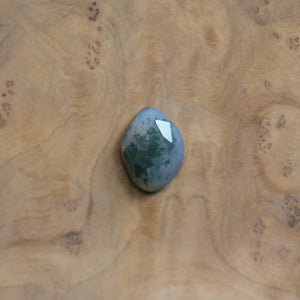 Rustic Sterling Silver Moss Agate Pendant – Rose Cut Stone