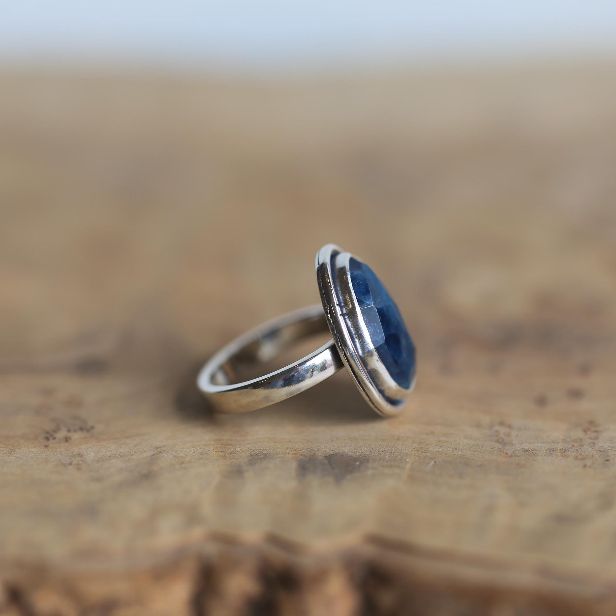 Chunky Apatite Boho Ring - .925 Sterling Silver - Apatite Silversmith Ring