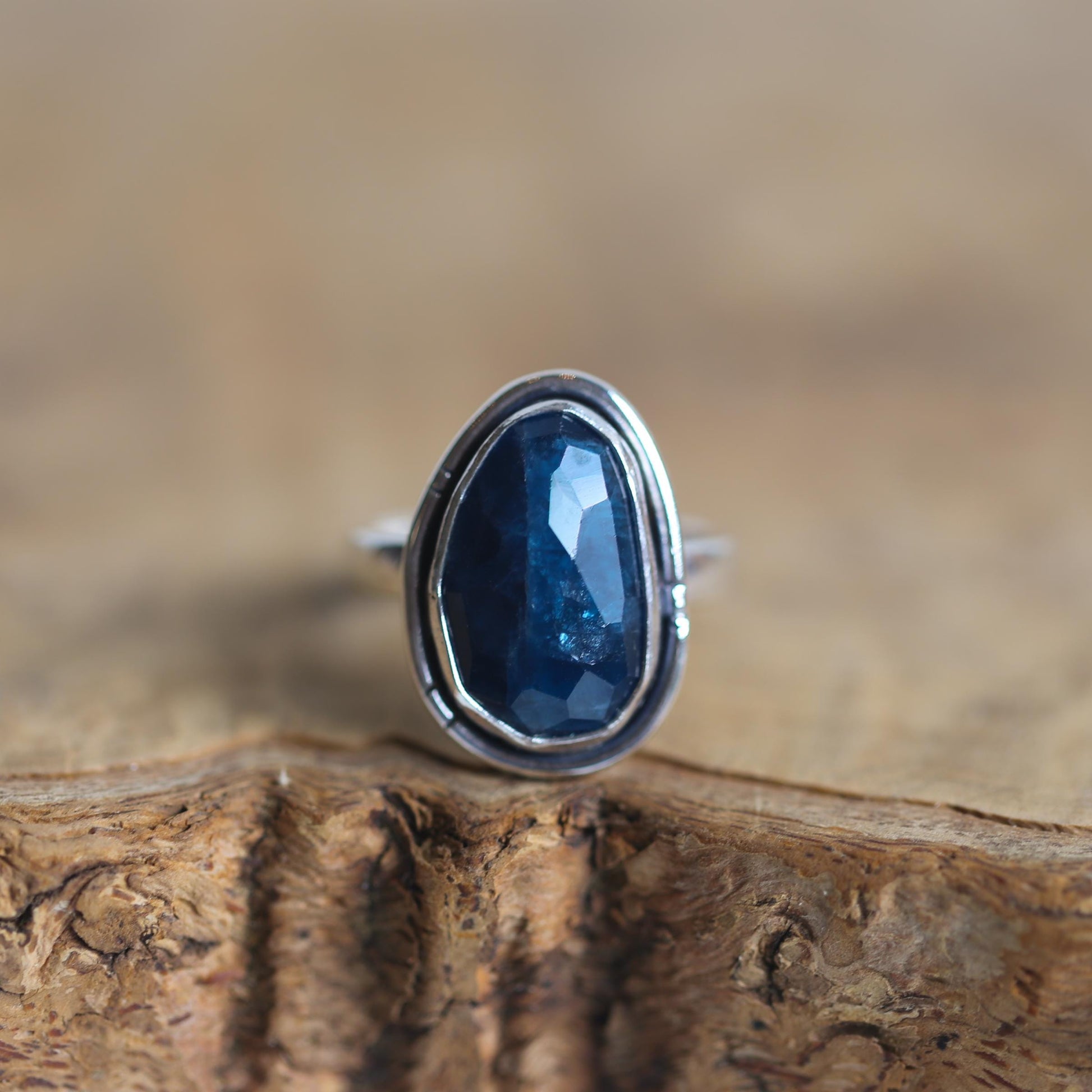 Chunky Apatite Sterling Silver Ring – Custom Handmade Boho Silversmith Jewelry