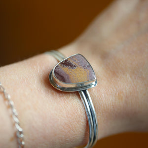 Sonora Jasper Shield Bracelet - Sterling Silver Bangle - Choose Your Stone
