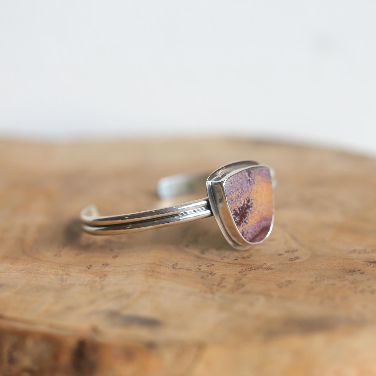 Sonora Jasper Shield Bracelet - Sterling Silver Bangle - Choose Your Stone