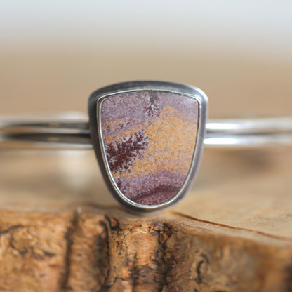 Sonora Jasper Shield Bracelet - Sterling Silver Bangle - Choose Your Stone