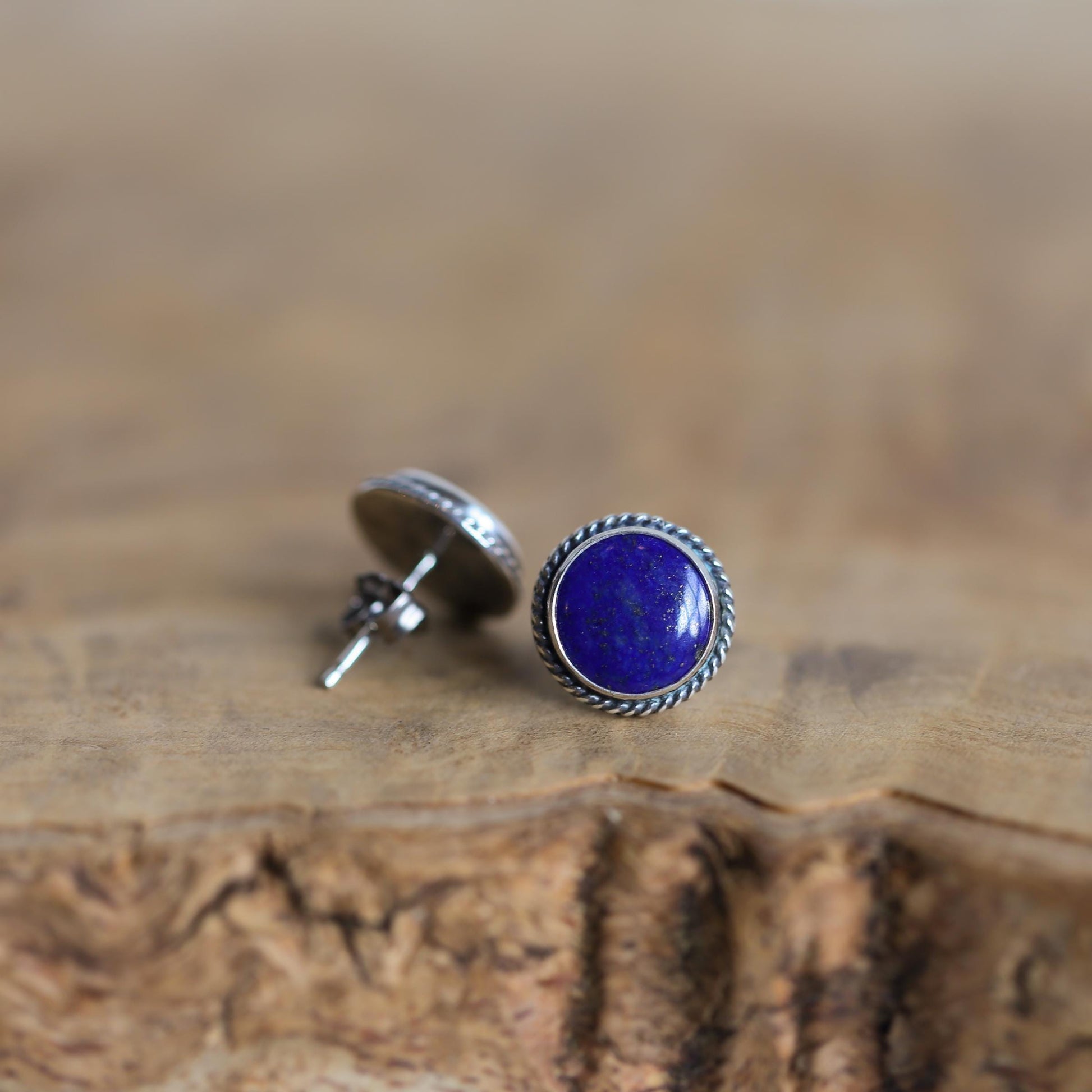 Lapis Lazuli Sterling Silver Stud Earrings – Traditional Stone Posts