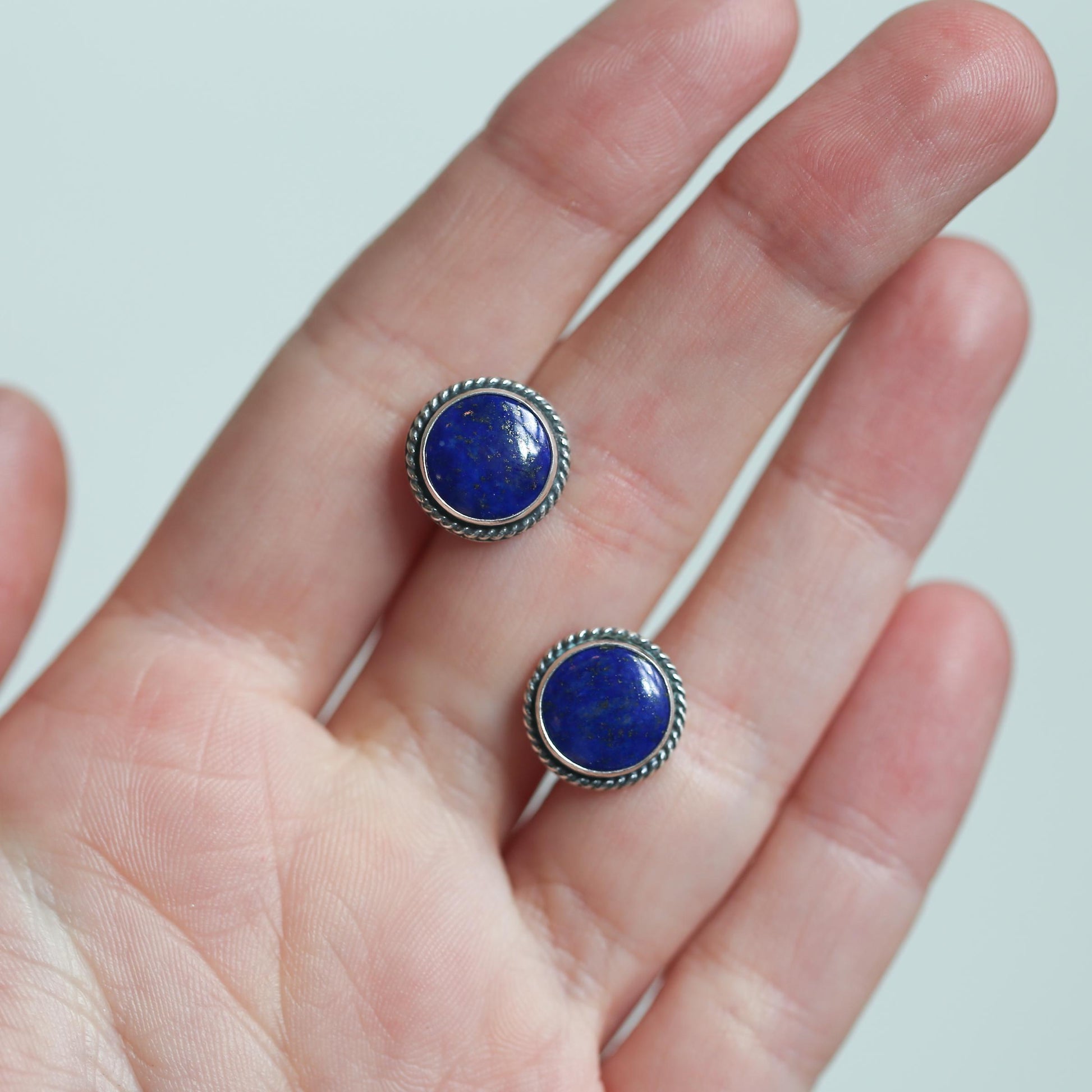 Lapis Lazuli Sterling Silver Stud Earrings – Traditional Stone Posts