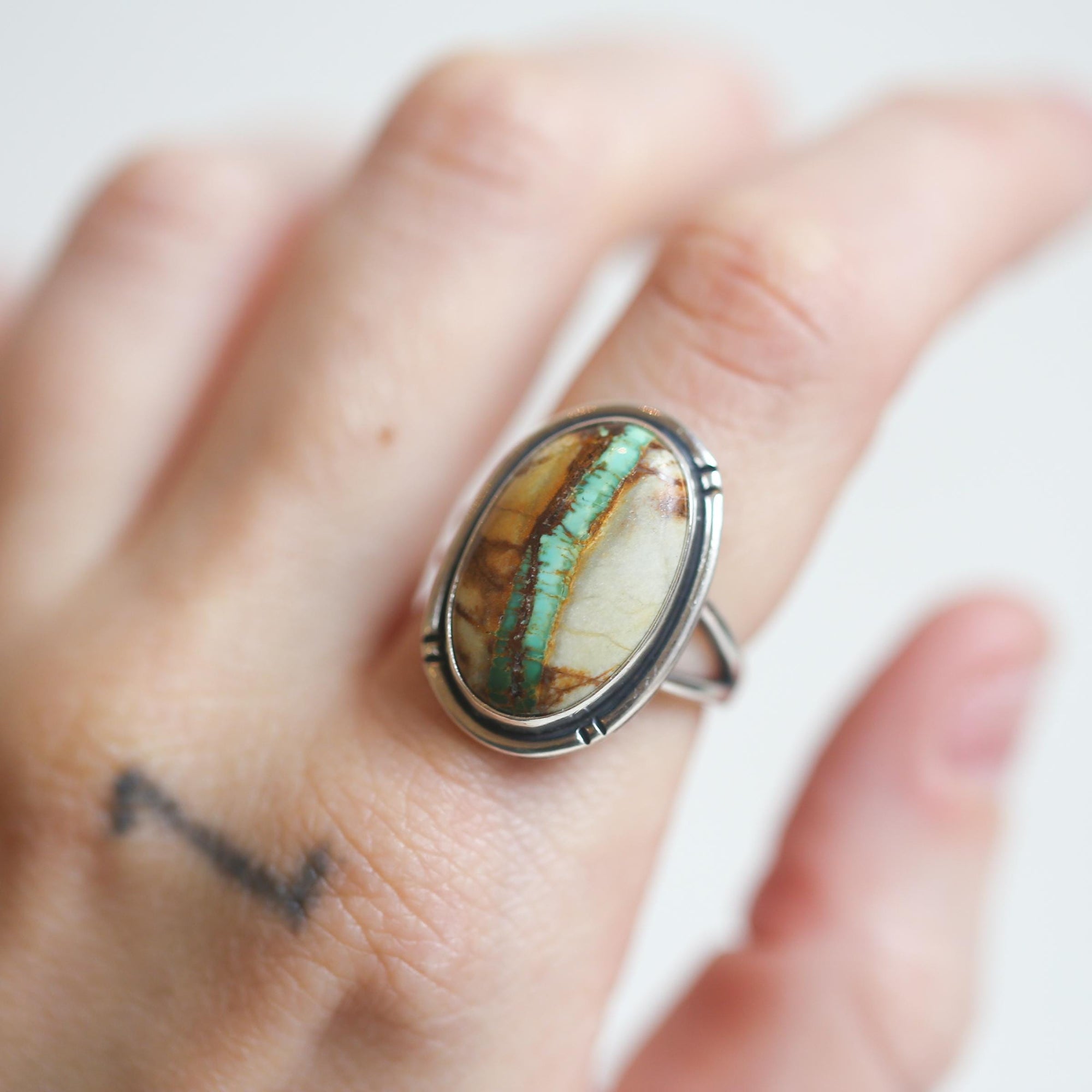 Royston Ribbon Boho Ring - OOAK Royston Ring - Royston Ribbon Turquoise Ring