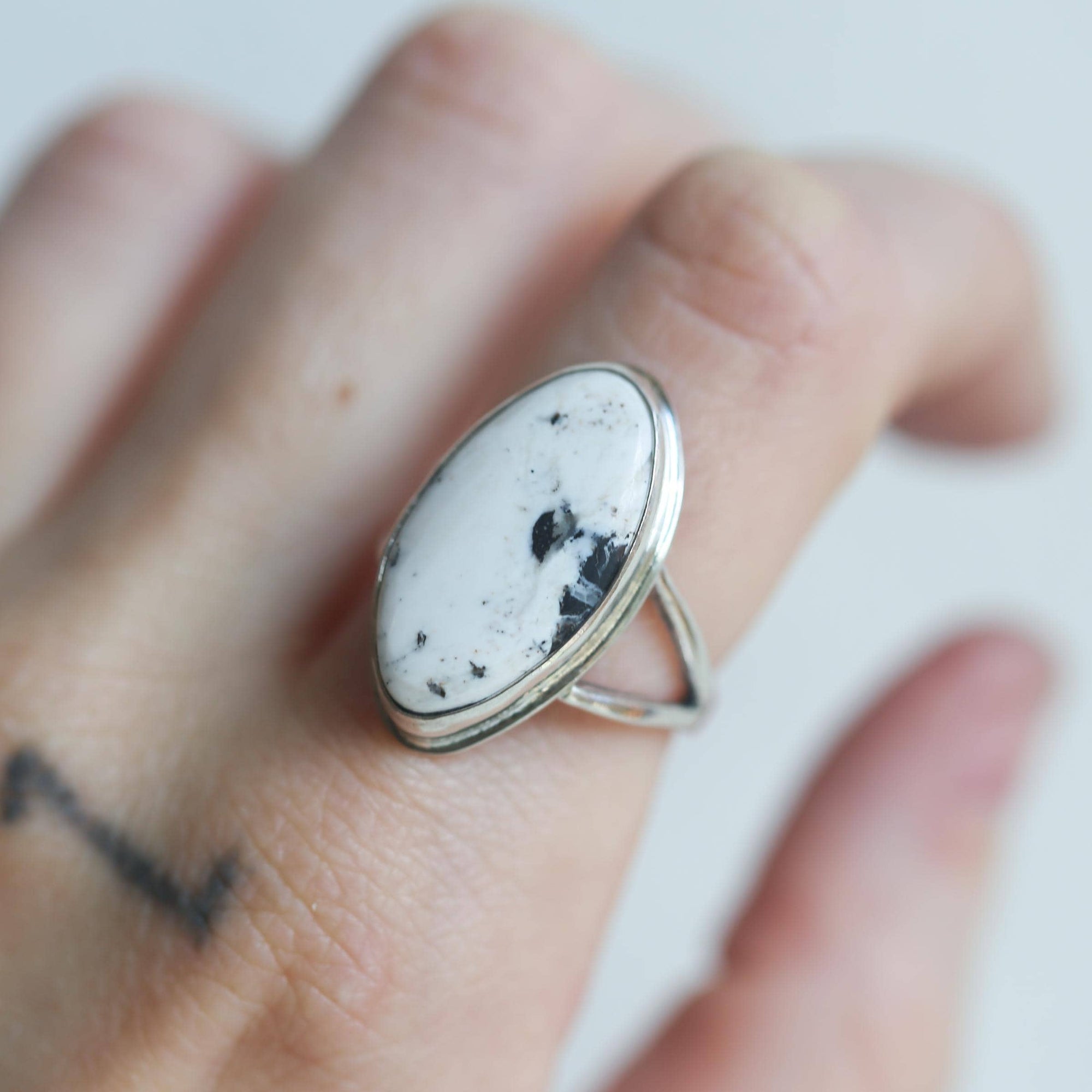 Custom White Buffalo Ring - Choose Your Stone Ring - Silversmith Ring