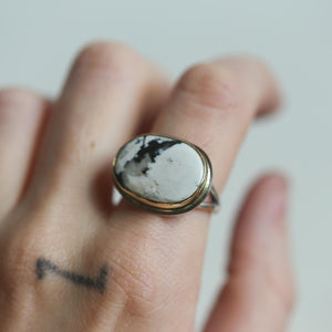 White Buffalo East West Ring - 18K White Buffalo Ring - Silversmith Ring - OOAK