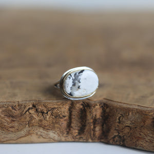White Buffalo East West Ring - 18K White Buffalo Ring - Silversmith Ring - OOAK