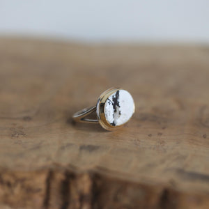 White Buffalo East West Ring - 18K White Buffalo Ring - Silversmith Ring - OOAK