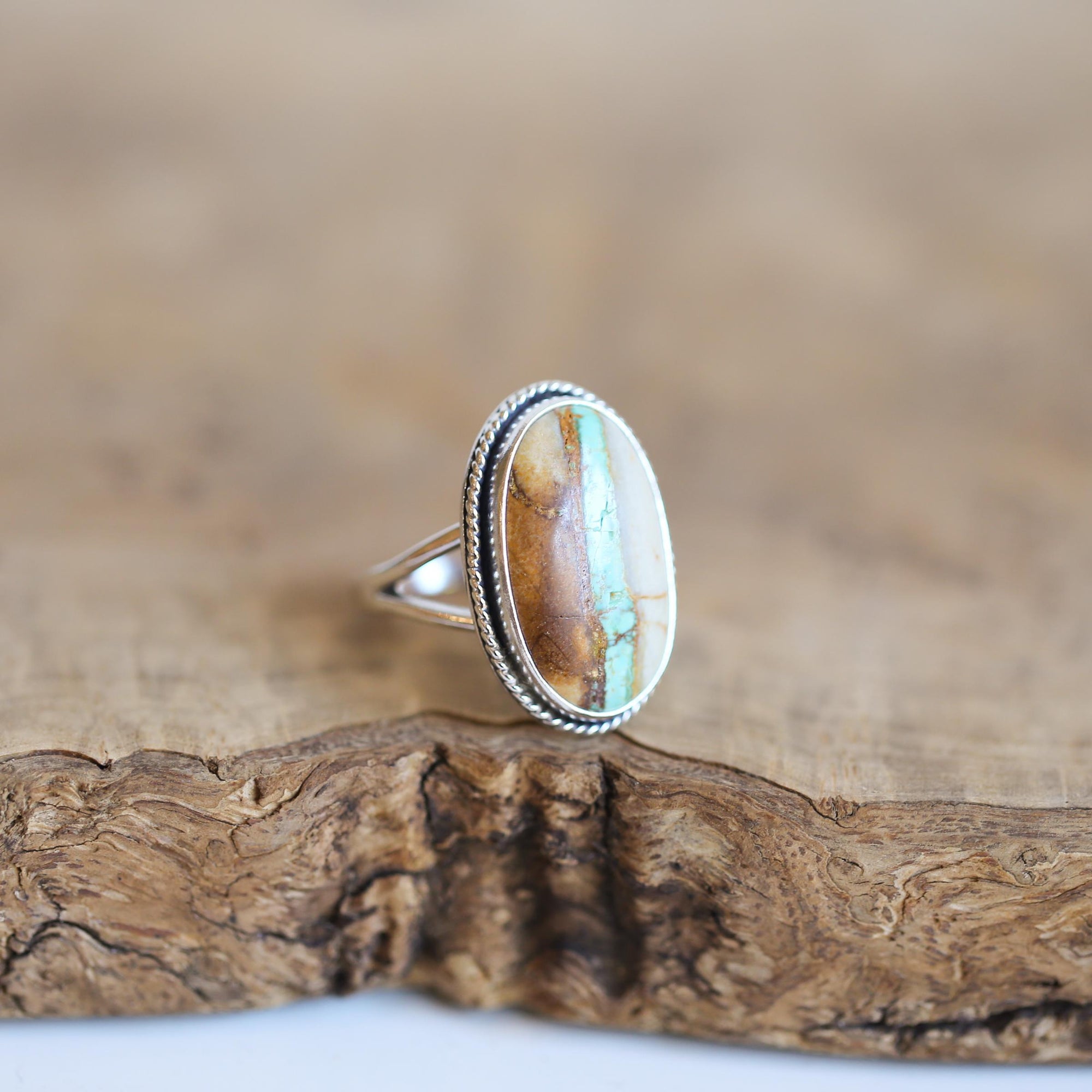 Royston Ribbon Turquoise Ring - OOAK Royston Turquoise Ring - Ready to Ship