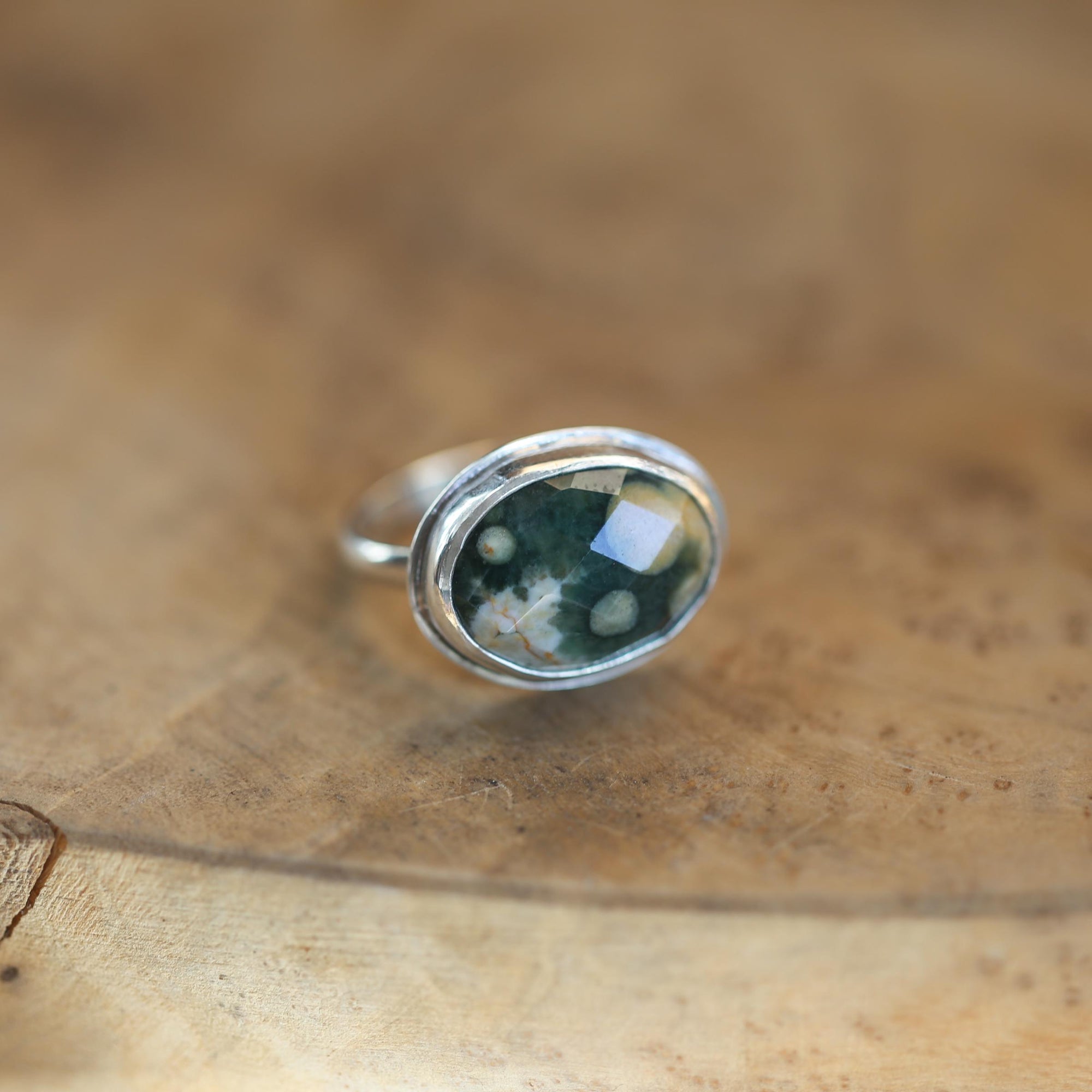 Ocean Jasper East West Oval Ring - .925 Sterling Silver - Choose Your Stone = Silversmith Ring