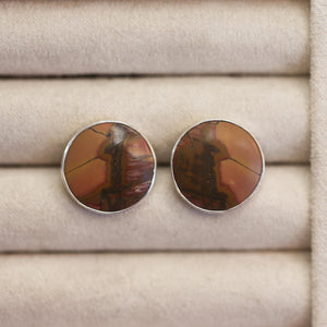 Ready to Ship - Red Creek Jasper Posts - .925 Sterling Silver Earrings - Jasper Earrings - Silversmith - OOAK