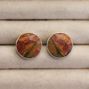 Ready to Ship - Red Creek Jasper Posts - .925 Sterling Silver Earrings - Jasper Earrings - Silversmith - OOAK
