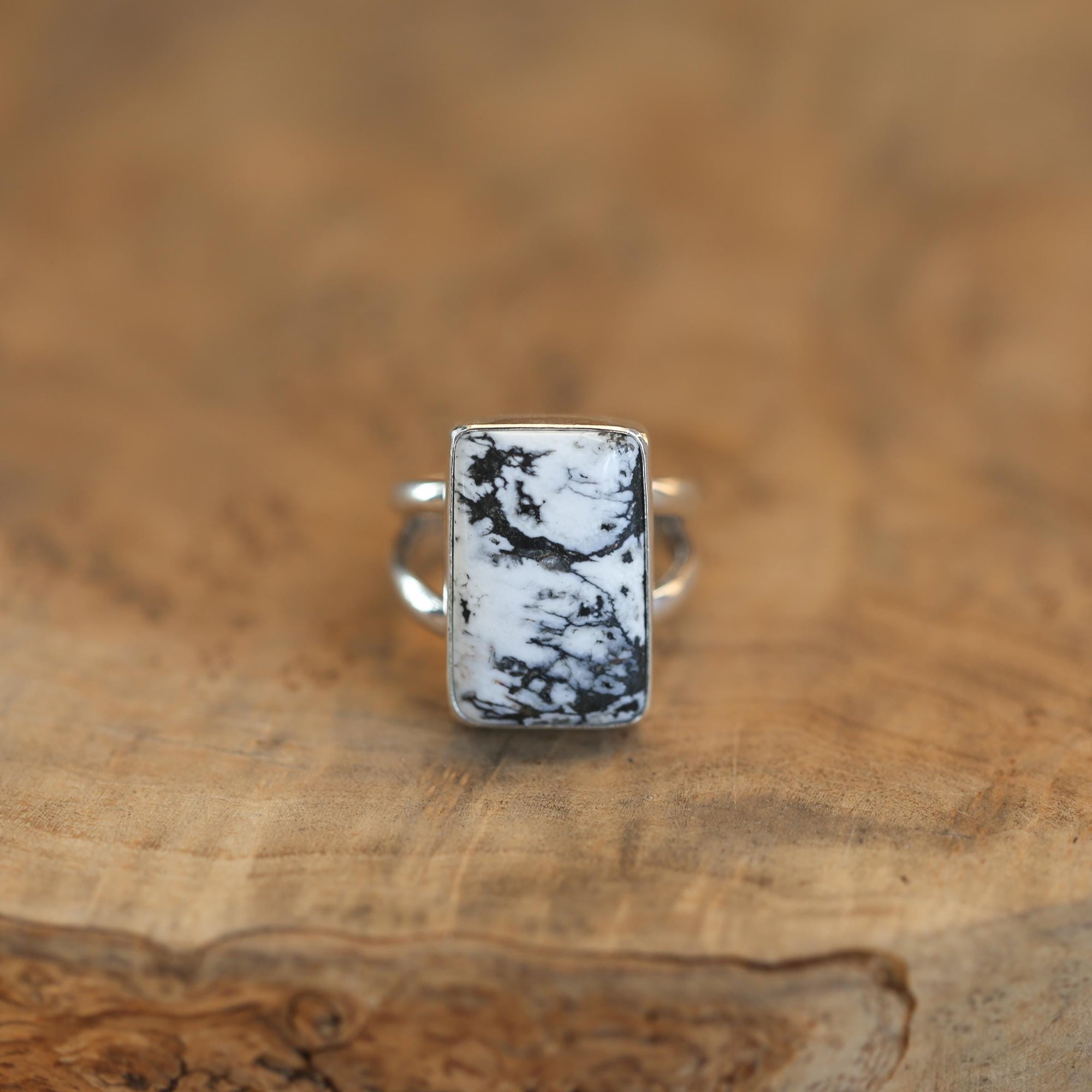 White Buffalo Statement Ring - White Buffalo Rectangle Ring - Silversmith Ring - OOAK
