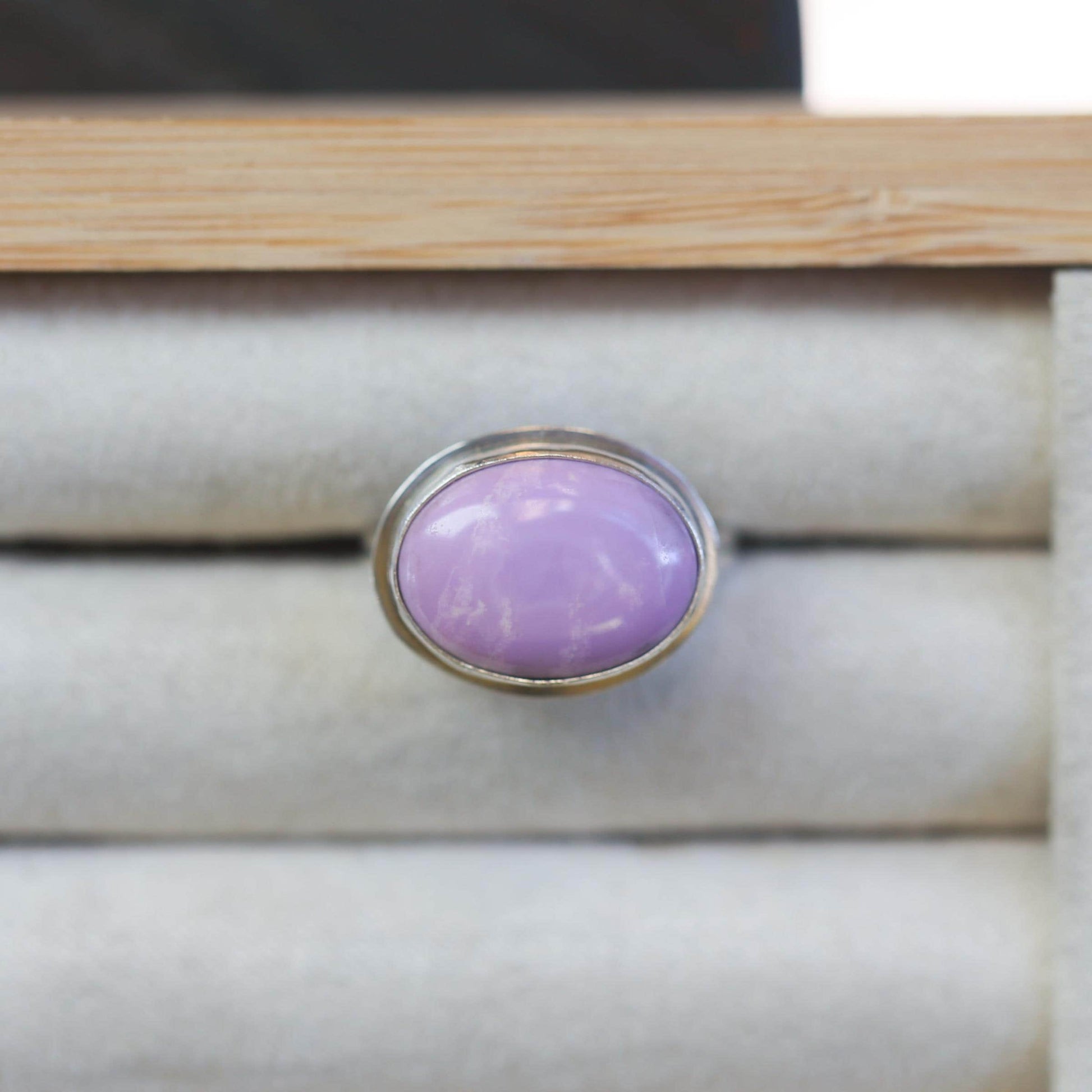 Phosphosiderite Sterling Silver Ring – Oval Violet Gemstone