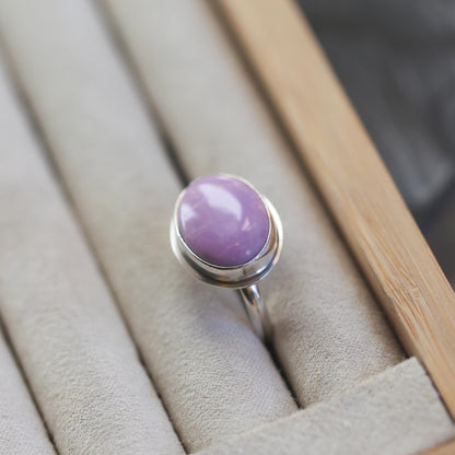 Phosphosiderite Sterling Silver Ring – Oval Violet Gemstone