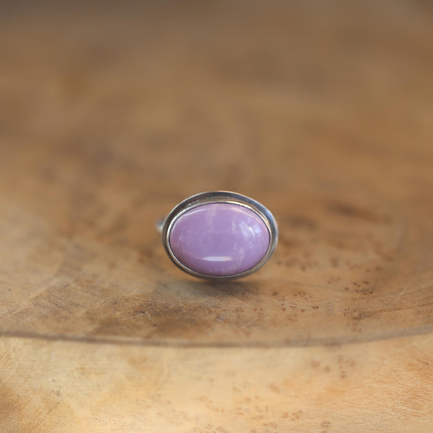 Phosphosiderite Sterling Silver Ring – Oval Violet Gemstone